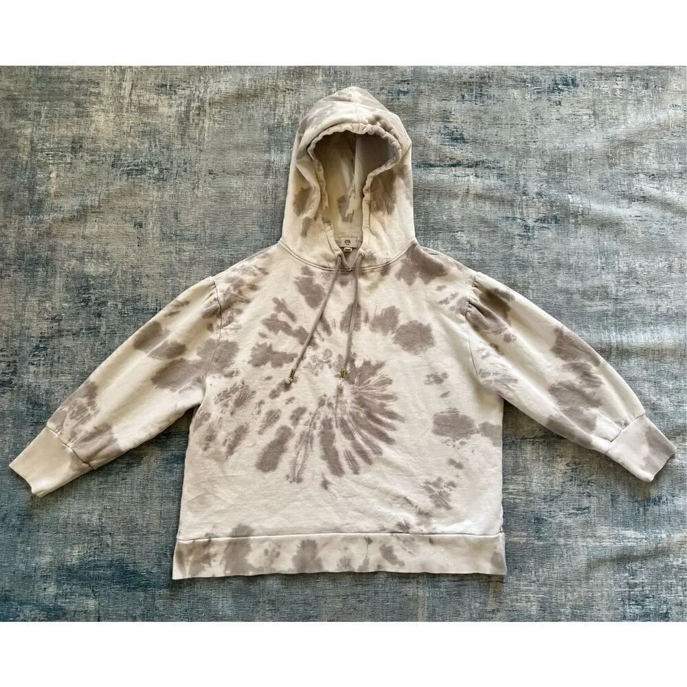 River Island Plus Ivory Beige Taupe Tie Dye Hooded Sweatshirt Size 18 / 20